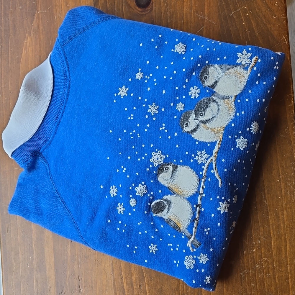 90s Vintage Chickadee Bird Sweatshirt Sz Large